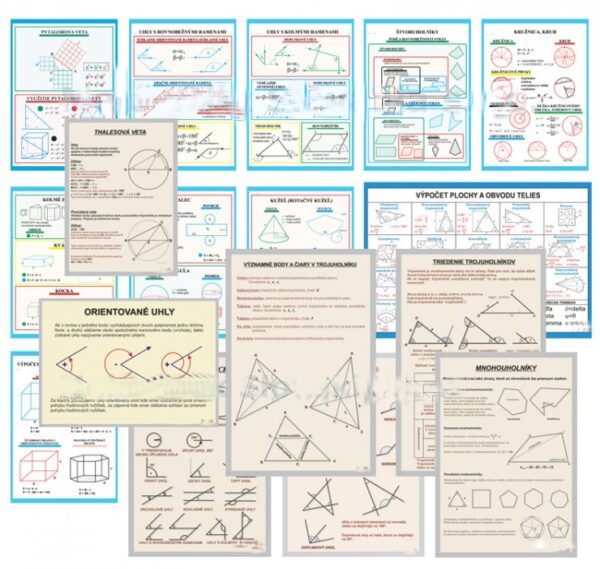 Kompletná súprava laminovaných obrazov Geometria 17 ks