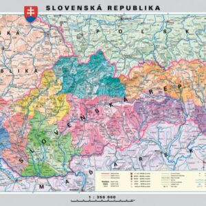 Mapa Slovenskej republiky, obojstranná - DUO, predná strana politická mapa a zadná strana slepá mapa