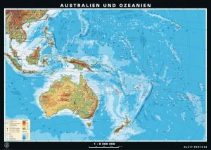 Austrália a Nový Zéland - všeobecnogeografická mapa, zadná strana politická mapa Austrálie a Nového Zélandu